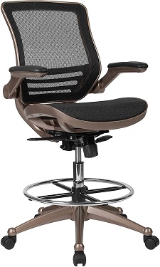 Flash Furniture Mid-Back Transparent Black Mesh Drafting Chair